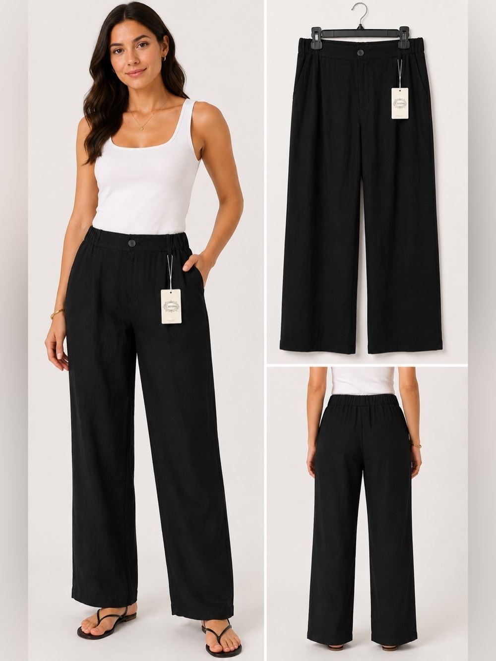 Camisa Women’s Black Pull-On Straight Leg Pants Size XL